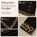 🍂 50% RABATT | Strikket topp med V-hals, leoparddetaljer & dekorative knapper