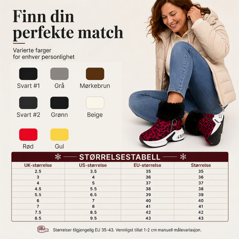 ❄️ 50% RABATT | Varmfôrede vinterstøvler med plattform, glidelås & godt grep