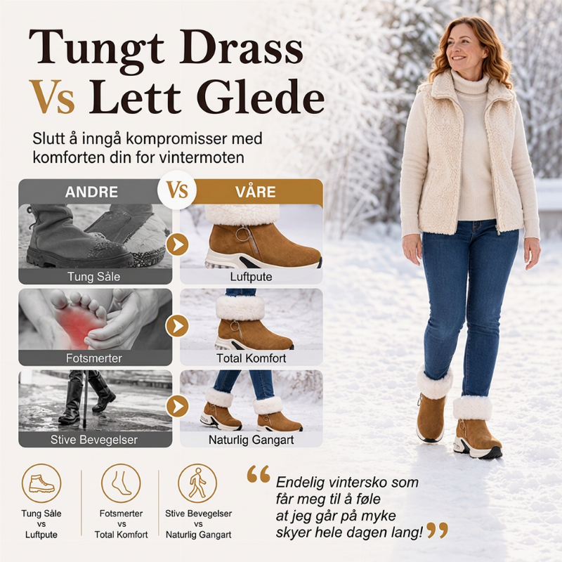 ❄️ 50% RABATT | Varmfôrede vinterstøvler med plattform, glidelås & godt grep