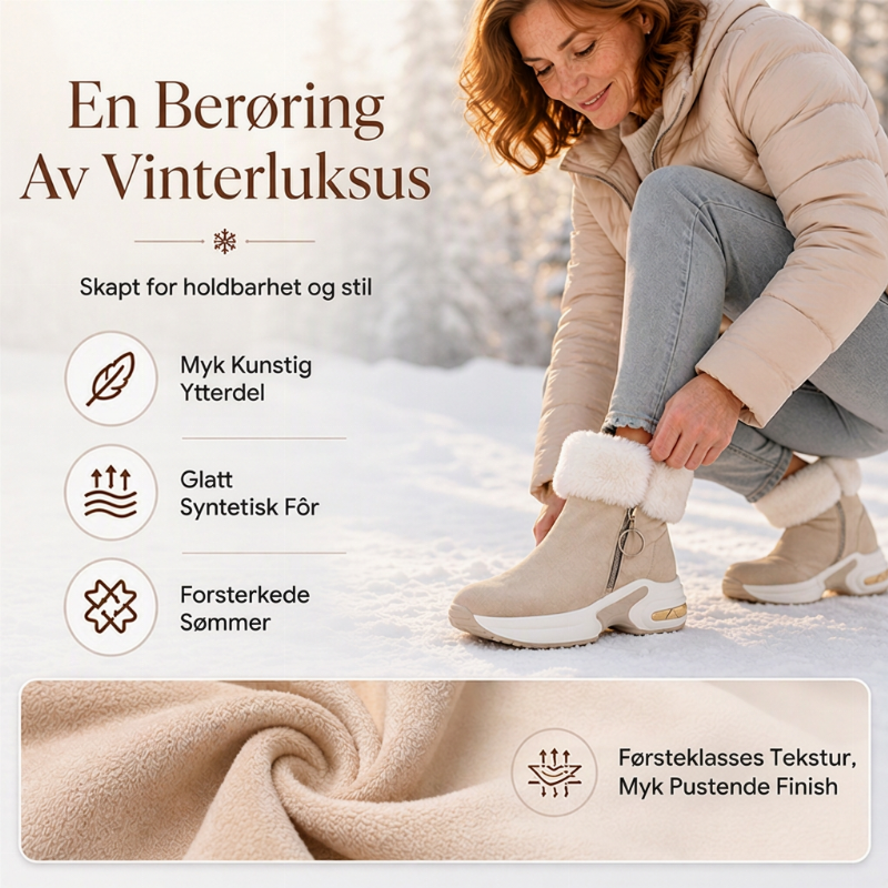 ❄️ 50% RABATT | Varmfôrede vinterstøvler med plattform, glidelås & godt grep