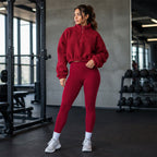 🔥 50% RABATT | 3-delt damesett – half-zip genser, topp & leggings