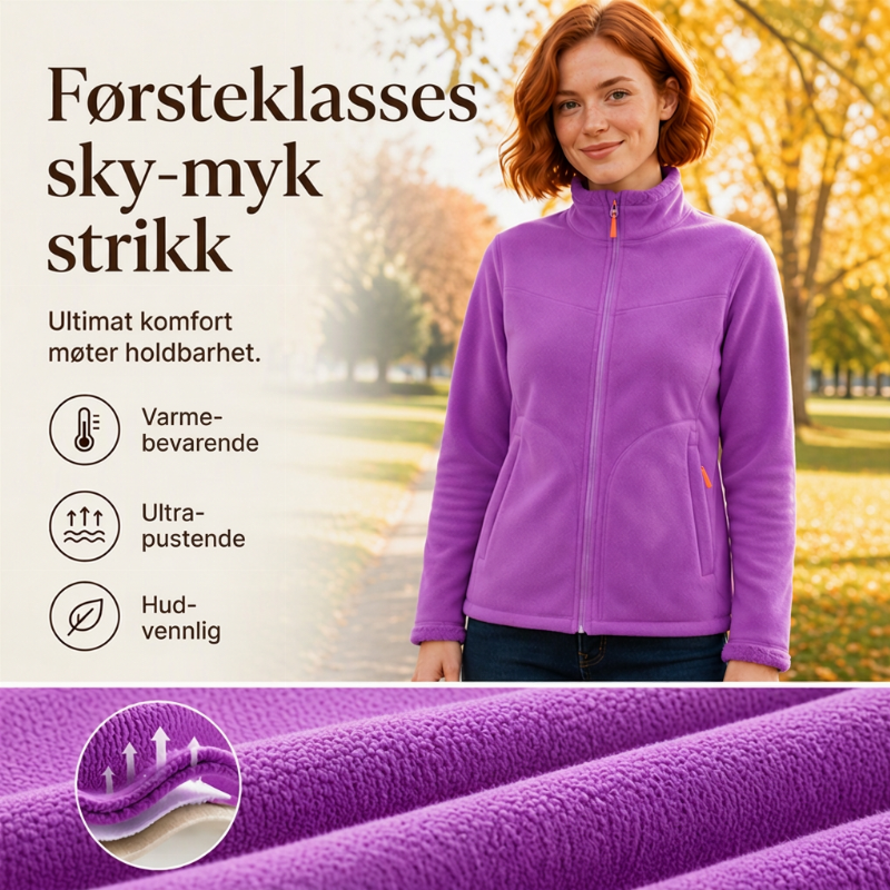 ❄️ 50% RABATT | Varm fleecejakke til dame – myk ståkrage & hel glidelås