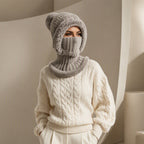❄️ 50% RABATT | 3-i-1 strikket vinterbalaklava – lue, ansiktsmaske & halsvarmer