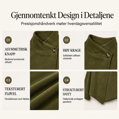 Avslappet corduroy jakke i asymmetrisk snitt for kvinner