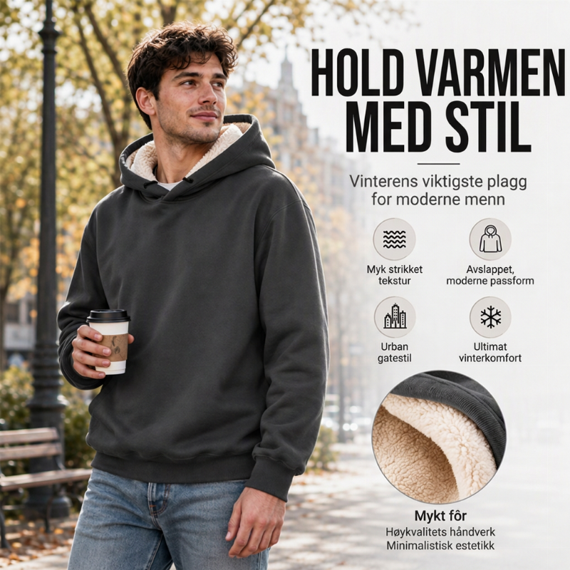 Tykkere herrehettegenser med sherpa-fôr
