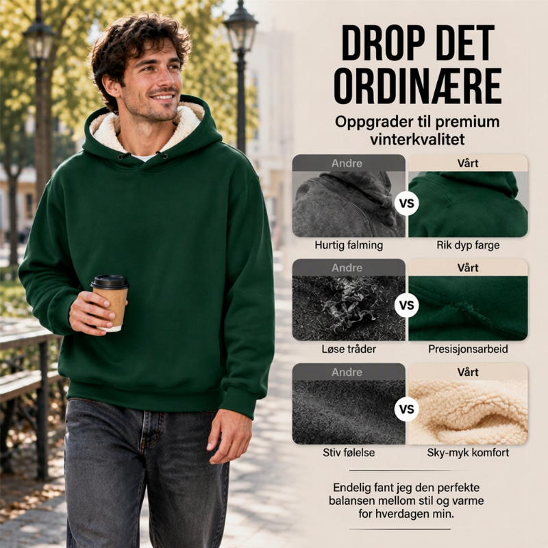 Tykkere herrehettegenser med sherpa-fôr