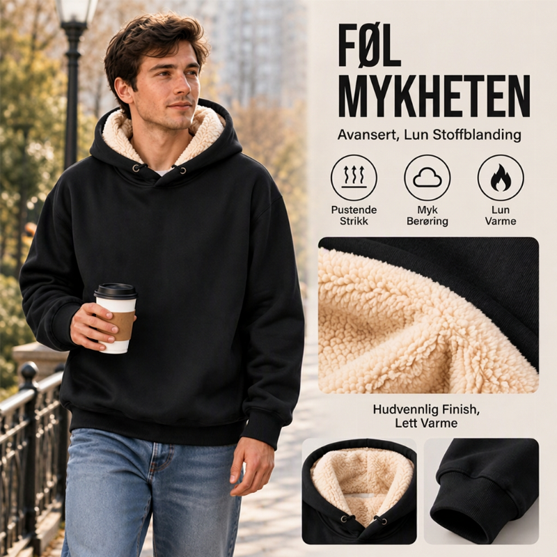 Tykkere herrehettegenser med sherpa-fôr