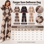 🥳50% RABATT💕 – Mykt 2-delt argyle-strikkesett med vide bukser