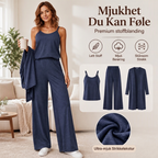 🔥50% RABATT 💕– Elegant 3-delt damesett med cardigan og bukser med vide ben