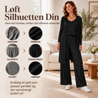 🔥50% RABATT 💕– Elegant 3-delt damesett med cardigan og bukser med vide ben