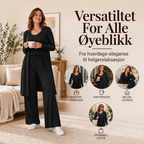 🔥50% RABATT 💕– Elegant 3-delt damesett med cardigan og bukser med vide ben
