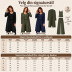 🔥50% RABATT 💕– Elegant 3-delt damesett med cardigan og bukser med vide ben