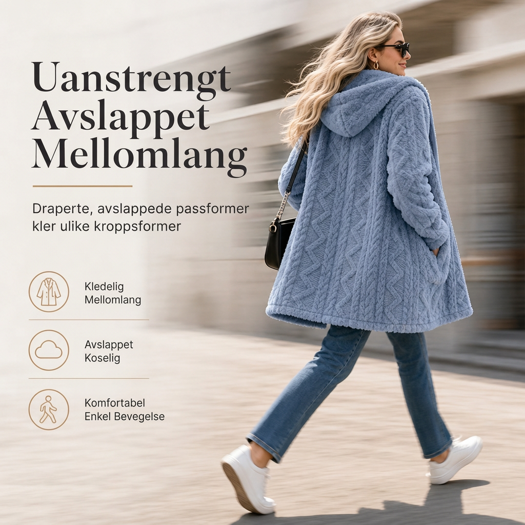 🔥 50% RABATT 🔥 Uformell Kosedress for Kvinner – Ensfarget Design & Myk Pels – Komfortabel, Varm & Allsidig for Høst & Vinter 🧸✨
