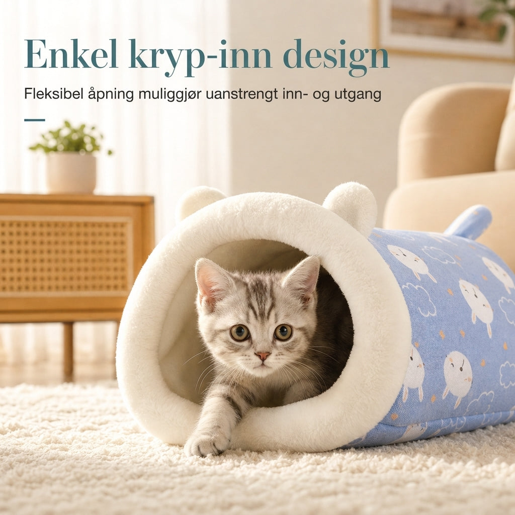 🐾 50% RABATT | Varm kjæledyrhule med myk plysj – sovepose for katt & liten hund