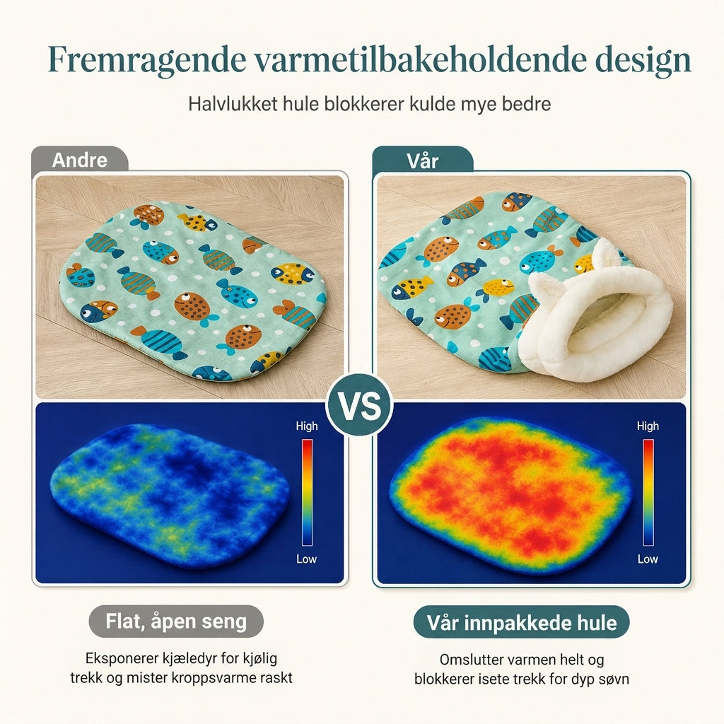 🐾 50% RABATT | Varm kjæledyrhule med myk plysj – sovepose for katt & liten hund