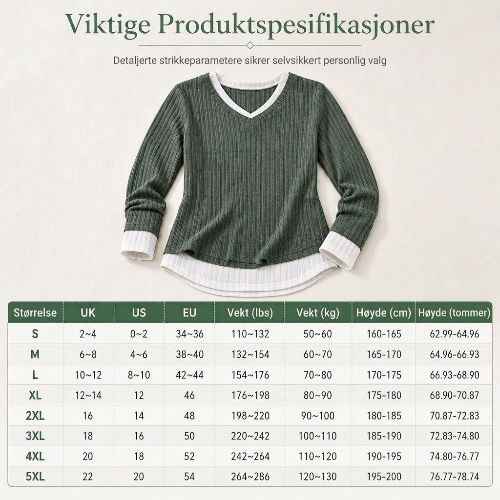 🍂 50% RABATT – Lagdelt Strikkegenser for Kvinner | V-hals, Ribbestrikk & Elegant Lag-på-lag-look