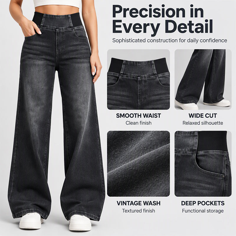 👖 50% RABATT – Stretchjeans med vide ben for dame | Komfortable wide-leg jeans med avslappet passform