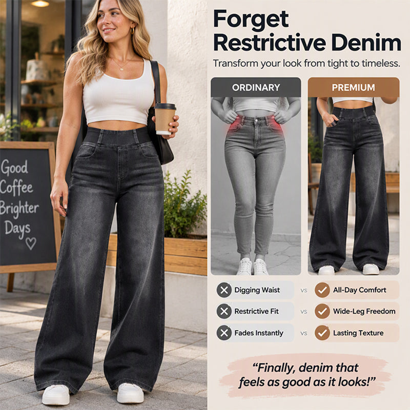 👖 50% RABATT – Stretchjeans med vide ben for dame | Komfortable wide-leg jeans med avslappet passform