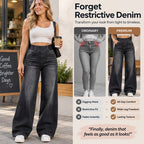👖 50% RABATT – Stretchjeans med vide ben for dame | Komfortable wide-leg jeans med avslappet passform