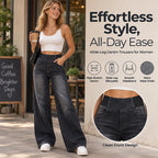👖 50% RABATT – Stretchjeans med vide ben for dame | Komfortable wide-leg jeans med avslappet passform