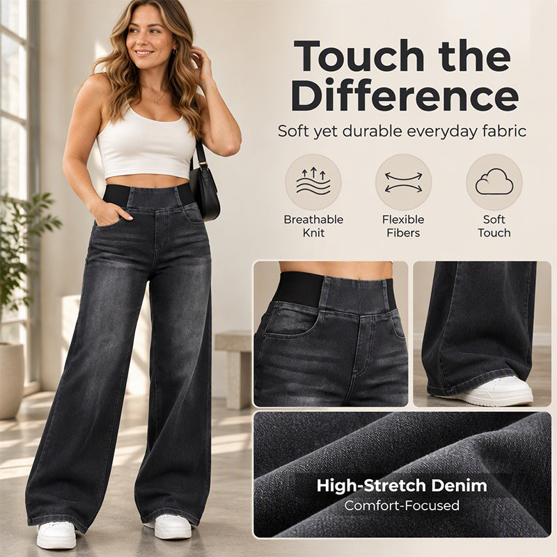 👖 50% RABATT – Stretchjeans med vide ben for dame | Komfortable wide-leg jeans med avslappet passform