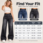 👖 50% RABATT – Stretchjeans med vide ben for dame | Komfortable wide-leg jeans med avslappet passform