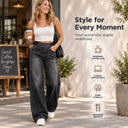 👖 50% RABATT – Stretchjeans med vide ben for dame | Komfortable wide-leg jeans med avslappet passform