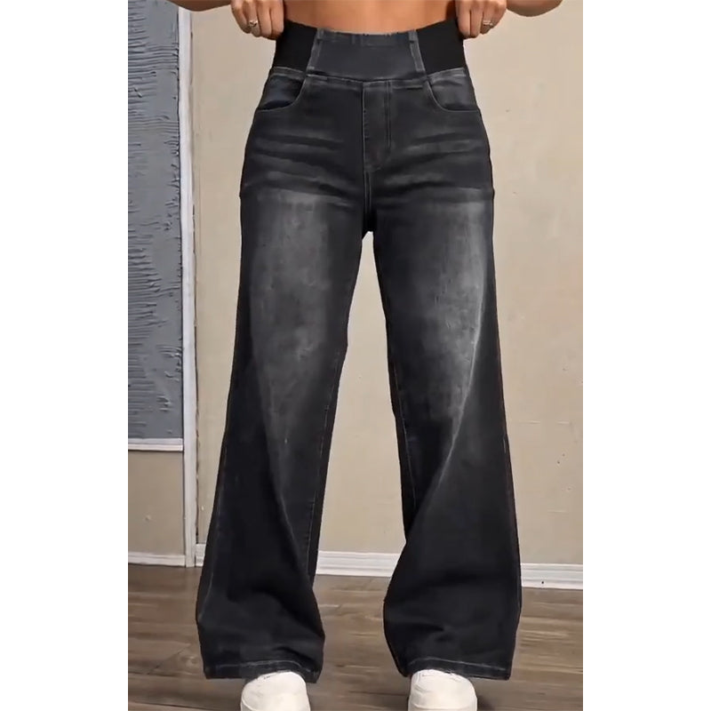 👖 50% RABATT – Stretchjeans med vide ben for dame | Komfortable wide-leg jeans med avslappet passform