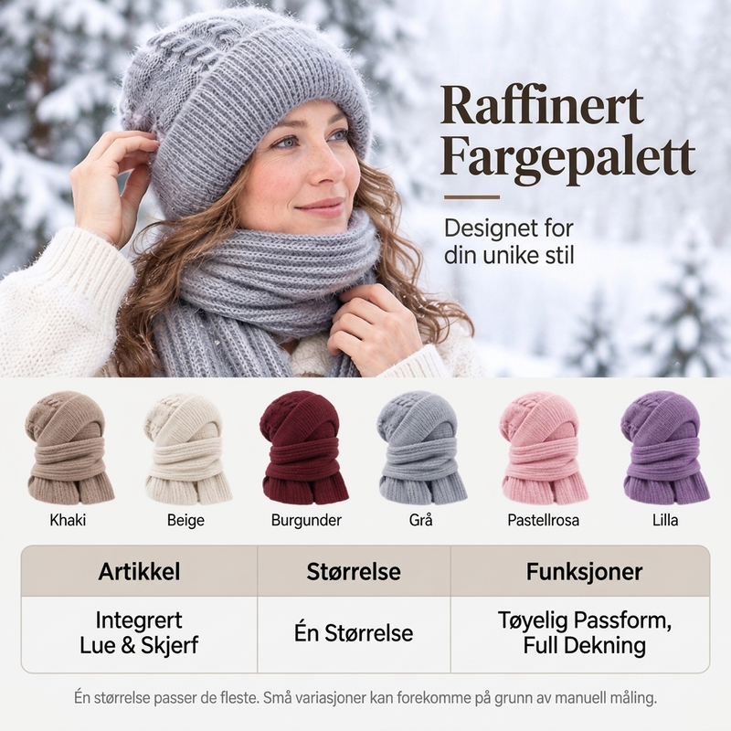 ❄️ 50% RABATT – Varmt strikket lue- og skjerfsett for kvinner | Myk heldekkende vinterbeskyttelse