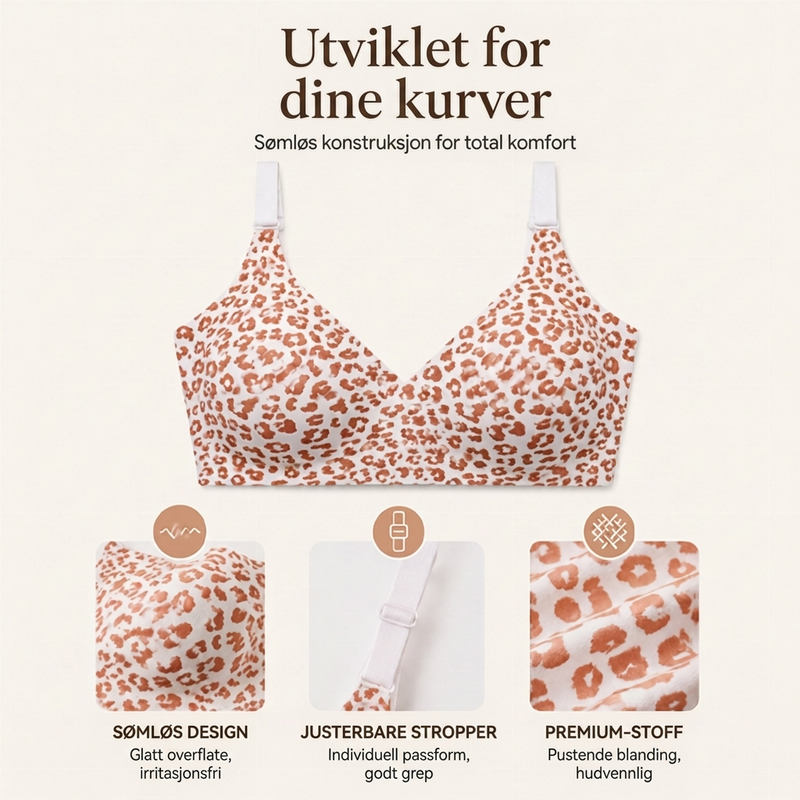 🐆 50% RABATT – Sømløs trådløs leopard-BH | Myk støtte, justerbare stropper og fleksibel passform