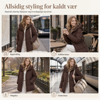 ❄️ 50% RABATT – Lang vattert vinterjakke med hette for dame | Varm quiltet kåpe med justerbar midje