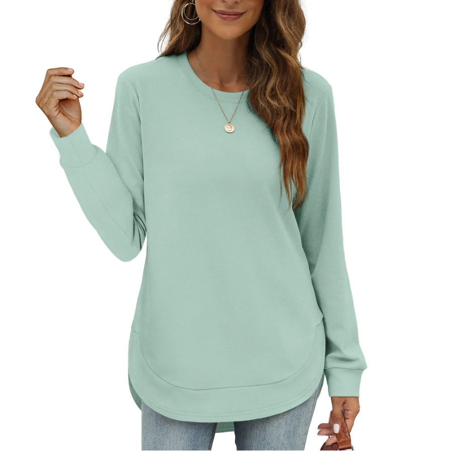 🍂 50% RABATT – Langermet tunikatopp med asymmetrisk kant | Myk high-low topp for dame