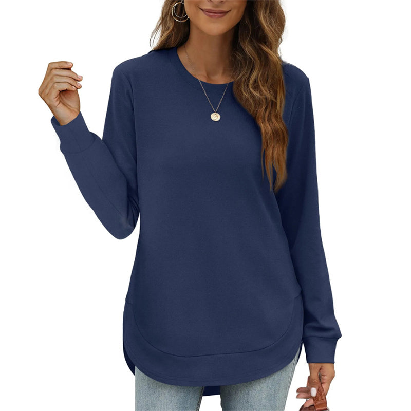 🍂 50% RABATT – Langermet tunikatopp med asymmetrisk kant | Myk high-low topp for dame