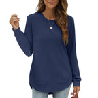🍂 50% RABATT – Langermet tunikatopp med asymmetrisk kant | Myk high-low topp for dame