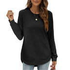 🍂 50% RABATT – Langermet tunikatopp med asymmetrisk kant | Myk high-low topp for dame