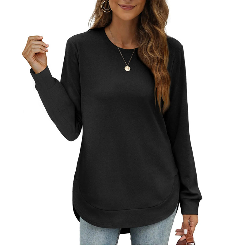 🍂 50% RABATT – Langermet tunikatopp med asymmetrisk kant | Myk high-low topp for dame