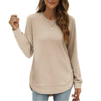 🍂 50% RABATT – Langermet tunikatopp med asymmetrisk kant | Myk high-low topp for dame
