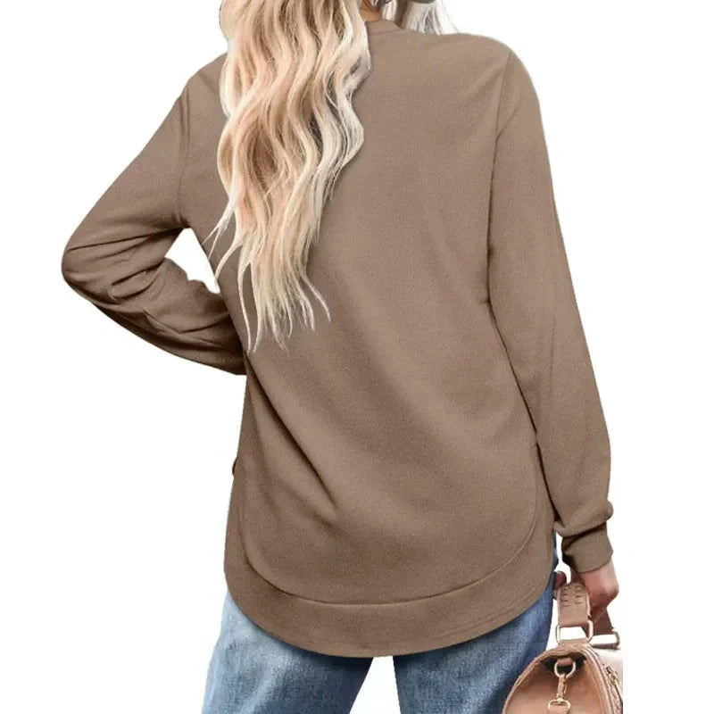 🍂 50% RABATT – Langermet tunikatopp med asymmetrisk kant | Myk high-low topp for dame