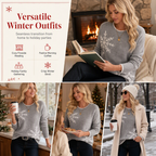 🎄 50% RABATT ❄️ Julegenser til Dame med Snøfnugg – Myk Strikk, Rund Hals & Avslappet Passform ✨
