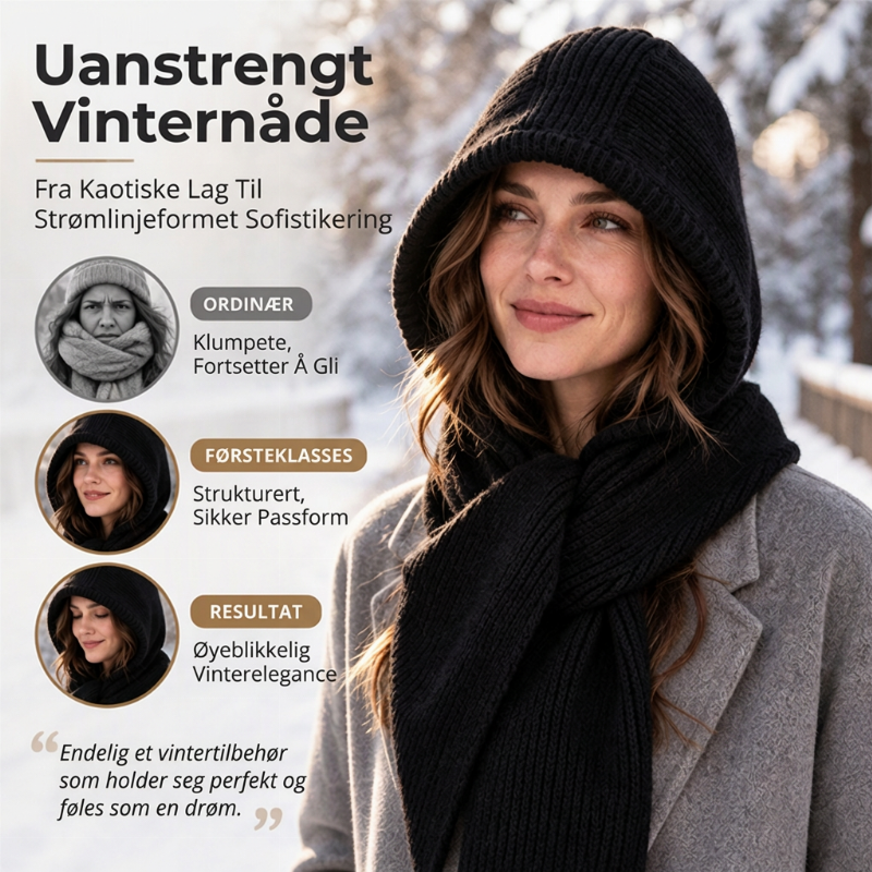 🧣 50 % RABATT ❄️ 2-i-1 strikket hette og skjerf for kvinner – varm, myk & vindtett vinterstil