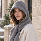 🧣 50 % RABATT ❄️ 2-i-1 strikket hette og skjerf for kvinner – varm, myk & vindtett vinterstil